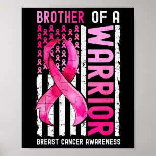 Broer van een krijger Borstkanker VS Vlag Aware Poster