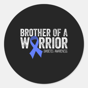 Broer van een krijger T1D diabetische blauwe lint Ronde Sticker