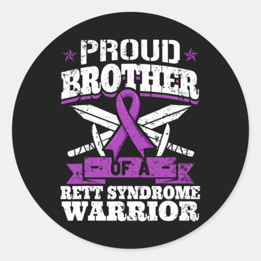 Broer van een Rett-syndroom krijger RTT-bewustzijn Ronde Sticker (Voorkant)