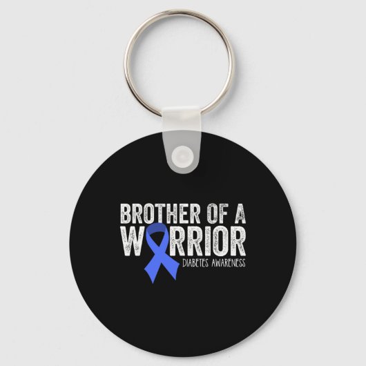 Broer van een Warrior T1D Diabetische Blue Ribbon Sleutelhanger (Voorkant)