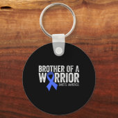 Broer van een Warrior T1D Diabetische Blue Ribbon Sleutelhanger (Voorkant)