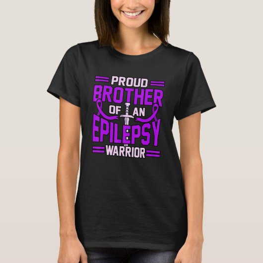 Broer van Epilepsy Warrior Paars Ribbon Awarenes T-shirt (Voorkant)
