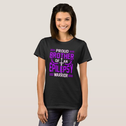 Broer van Epilepsy Warrior Paars Ribbon Awarenes T-shirt (Voorkant volledig)