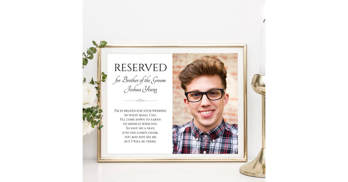 Broer van Groom in de hemel Foto Memorial Wedding Poster | Zazzle.nl