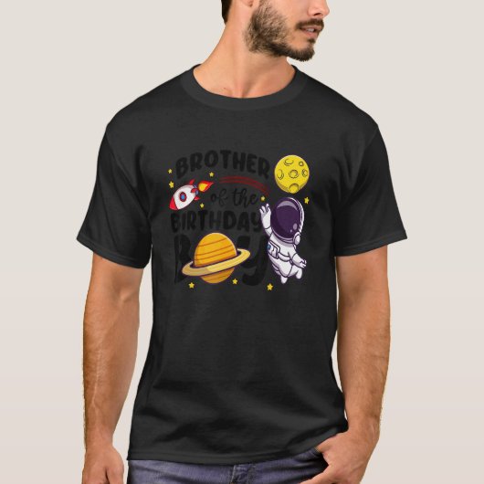 Broer van het 'Birthday Astronaut Boy Space'-thema T-shirt (Voorkant)