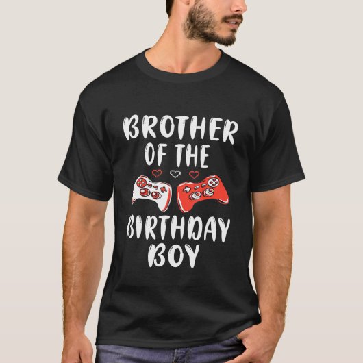 Broer van het Birthday Boy Video Game Bro Bday Pa T-shirt (Voorkant)