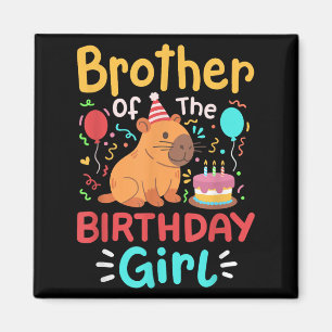 Broer van het jarige meisje Capybara Verjaardag Fa Magneet
