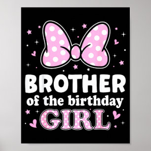 Broer van het meisje dat jarig is schattige roze s poster