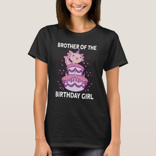 Broer van het meisje van Birthday Axolotl Bday Axo T-shirt (Voorkant)