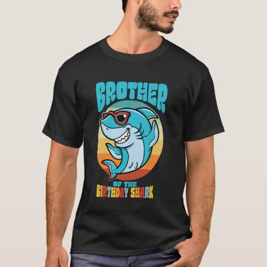 Broer van het Verjaardag Kind Shark Party Bro Fami T-shirt (Voorkant)