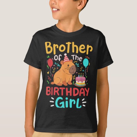 Broer van het verjaardagsmeisje Capybara Bday fami T-shirt (Voorkant)