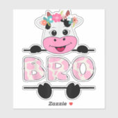 Broer van het verjaardagsmeisje Koe Broer Familief Sticker (Vel)