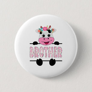 Broer van het verjaardagsmeisje Koe familiefeest _ Ronde Button 5,7 Cm