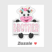 Broer van het verjaardagsmeisje Koe familiefeest _ Sticker (Vel)