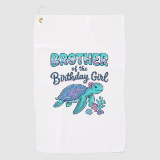 Broer van het Verjaardagsmeisje Zeeschildpad Shirt Golfhanddoek