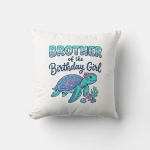 Broer van het Verjaardagsmeisje Zeeschildpad Shirt Kussen