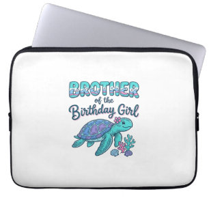 Broer van het Verjaardagsmeisje Zeeschildpad Shirt Laptop Sleeve