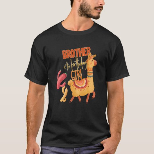 Broer van het vogelmeisje Llama-thema T-shirt (Voorkant)
