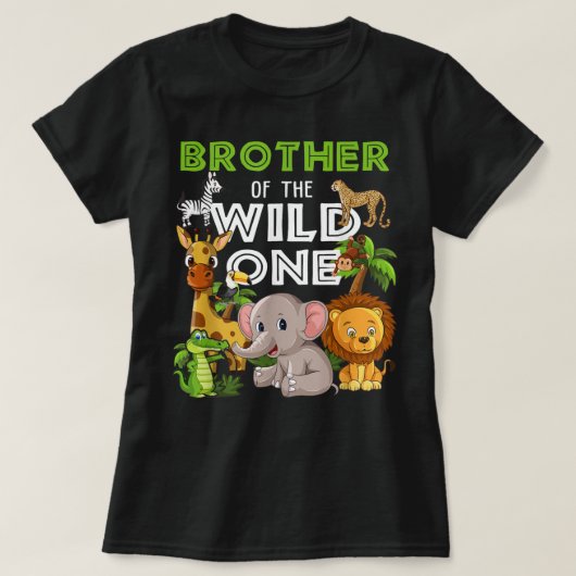 Broer van het Wilde One Zoo Birthday Safari Oerwou T-shirt (Design voorkant)