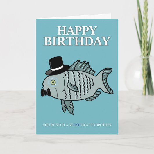 Broer Verjaardag Fish Pun Joke Kaart (Voorkant)