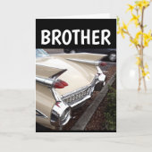 BROER VERJAARDAG KLASSIEKE AUTO CADDY WENSKAART KAART (Gele Bloem)