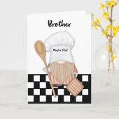 Broer Verjaardag Whimsical Gnome Chef Cooking Kaart (Gele Bloem)