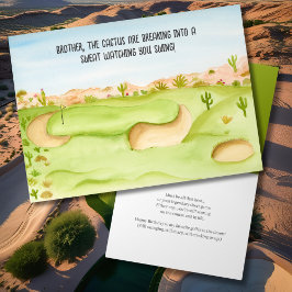 Broer, Verjaardag Woestijn Golfbaan Aquarel Kaart