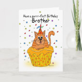 Broer verjaardagskaart met gember cupcake kat kaart (Voorkant)