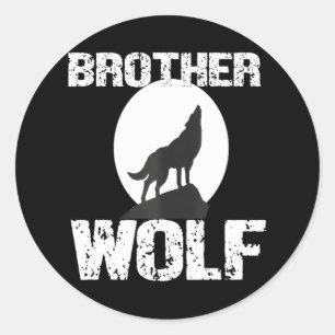 Broer Wolf Matching Family Tribe Wolves Moon Ronde Sticker