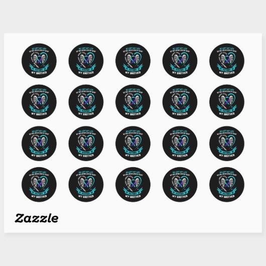 Broer: Zelfmoord: Bewustmakingspreventie Memorial  Ronde Sticker (Vel)