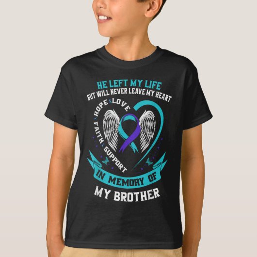 Broer: Zelfmoord: Bewustmakingspreventie Memorial T-shirt (Voorkant)