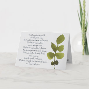 Broer zister Sentimental Poem Sibling Birthday Kaart