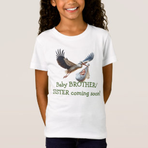 Broer / zus geboorte aankondiging leuke ooievaar t-shirt