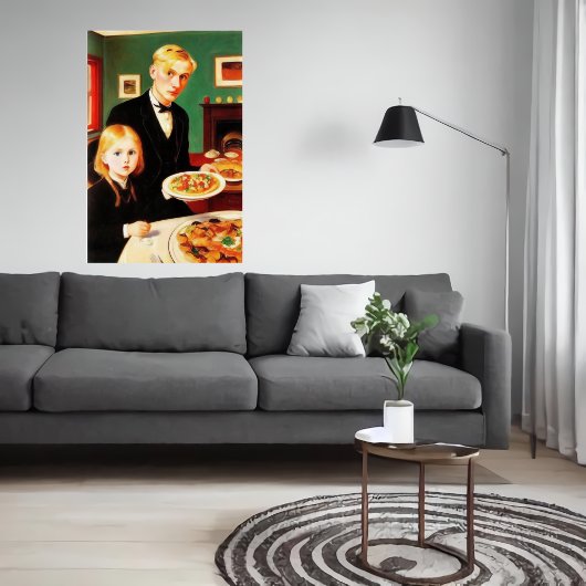 Broer, zuster en eettafel | AI Art Poster