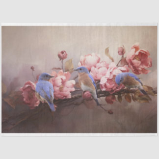 Broers Blauwvogels en bloemen Decoupage Tissuepapier