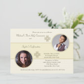 Broers en zussen Cameo Foto Uitnodiging (Staand voorkant)