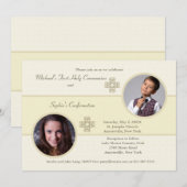 Broers en zussen Cameo Foto Uitnodiging (Voorkant / Achterkant)