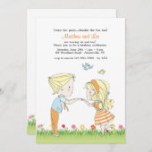 Broers en zussen in de tuin uitnodiging (Voorkant / Achterkant)