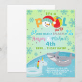 Broers en zussen indoor winter zwembad party verja kaart (Voorkant / Achterkant)