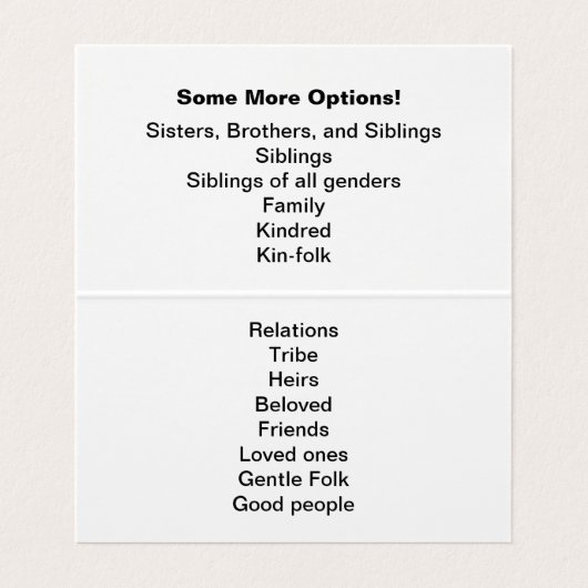 "Broers en zussen" Interventie met suggesties Visitekaartje (Binnenkant ongevouwen)