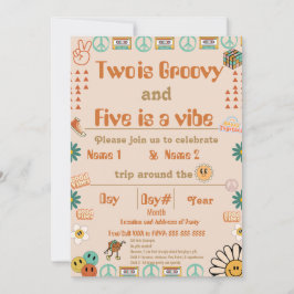 Broers en zussen Retro verjaardagsuitnodiging Kaart