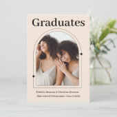 Broers en zussen Roos goud 5 foto's afstuderen Aankondiging (Staand voorkant)