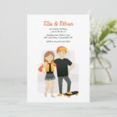 Broers en zussen verjaardagsfeestje uitnodigingen (Staand voorkant)