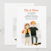 Broers en zussen verjaardagsfeestje uitnodigingen (Voorkant / Achterkant)