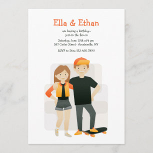 Broers en zussen verjaardagsfeestje uitnodigingen