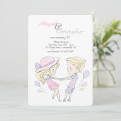 Broers en zussen verjaardagsfeestje uitnodigingen (Staand voorkant)