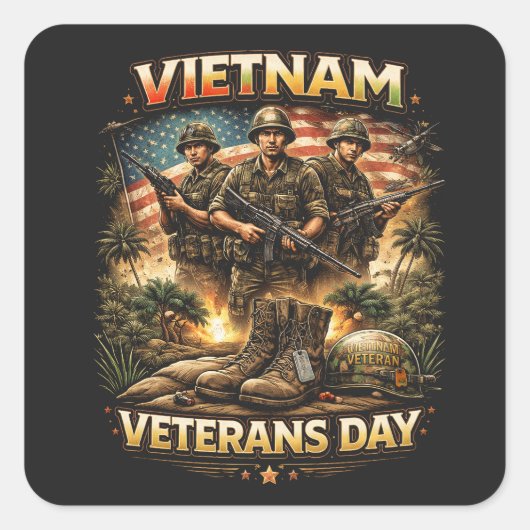 Broers van Vietnam Vierkante Sticker (Voorkant)