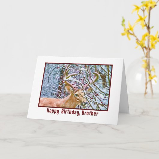 Broer's Verjaardag Kaart met Herten en Krab Appels (Gele Bloem)