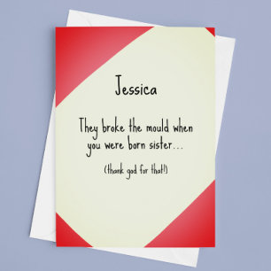 Brok de vorm Zuster Verjaardag Kaart