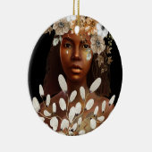 Broke in de gehoorde Afrikaanse Amerikaanse vrouwe Keramisch Ornament (Rechts)